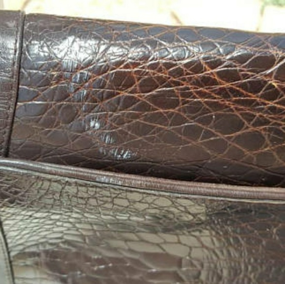 Vtg Rare 60s Alligator Fendi Brown Lambskin Bag - Picture 6 of 6